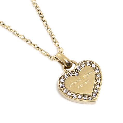 michael kors small heart charm necklace|Michael Kors gold heart necklace.